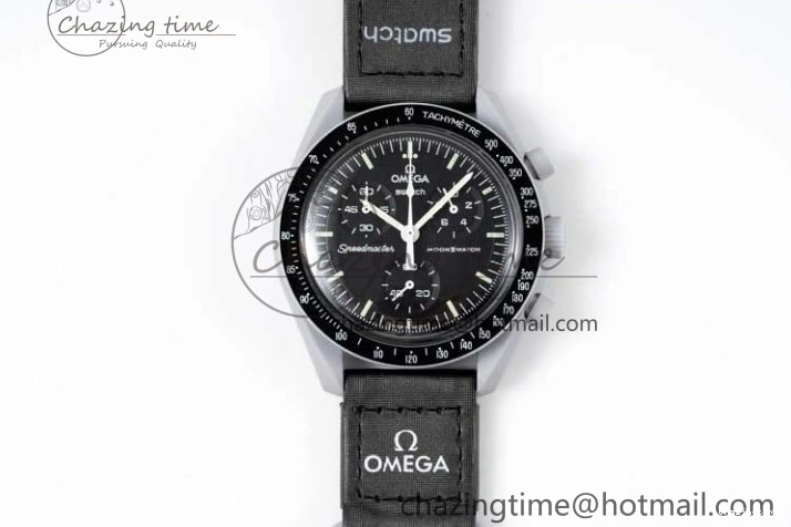 0128 Speedmaster Misson To The Moon 1:1 Best Edition Black Dial On Nylon Strap Quartz UrbanChic 7856